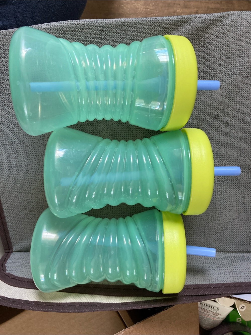 NUK Green Grip Travel Tumbler with Yellow Lid and Straw - Pack of 3